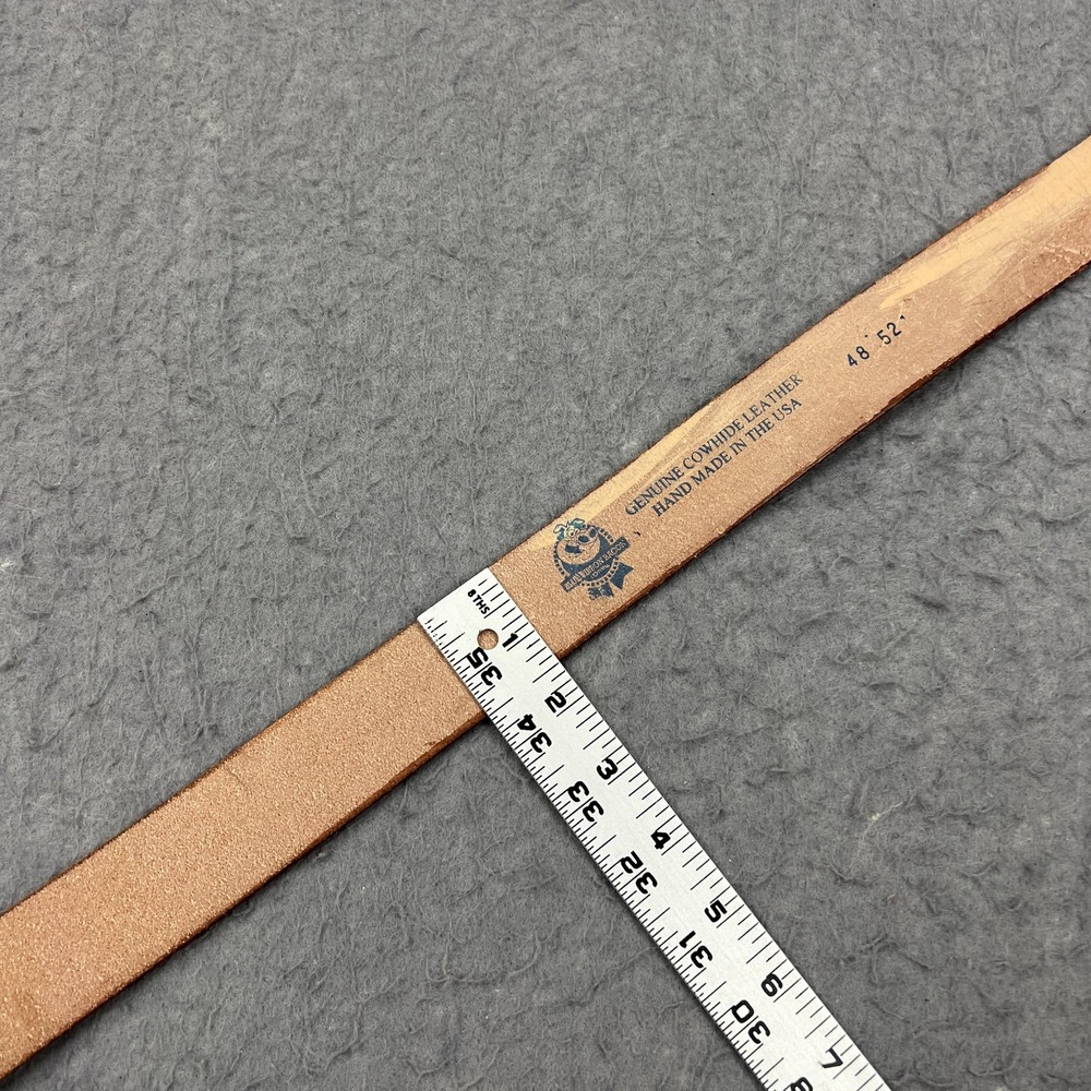 Blue Ribbon Bacon‎ Belt Men's 48 52 Cowhide Leather Silver Tone Buckle USA Made - Picture 9 of 10